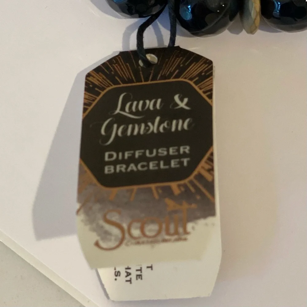 NWT Scout Diffuser Bracelet Lava & Gemstone Black Jewelry Gift Boho Natural